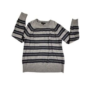 Banana Republic Mens Gray Striped 100% Merino Wool Sweater Size‎ L Winter